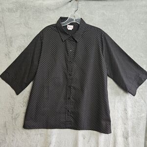 American Sweetheart Women's Sz Lg Blouse Black White Polka-dot tunic